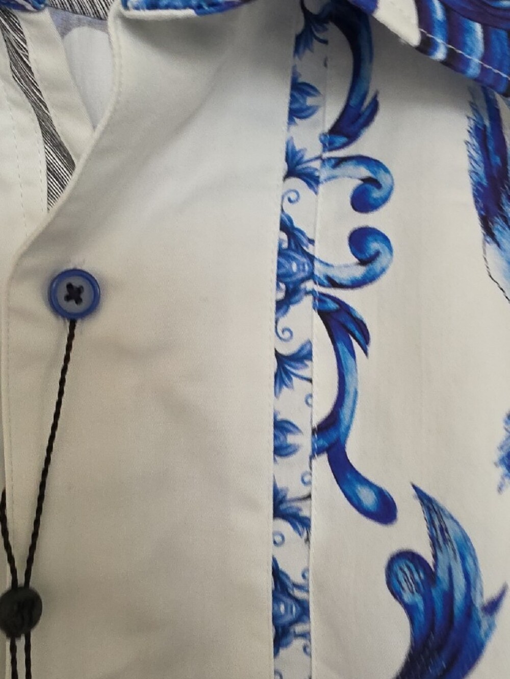 Robert Graham White Dress Shirt with Blue Floral Scroll Print - New - Picture 6 of 9